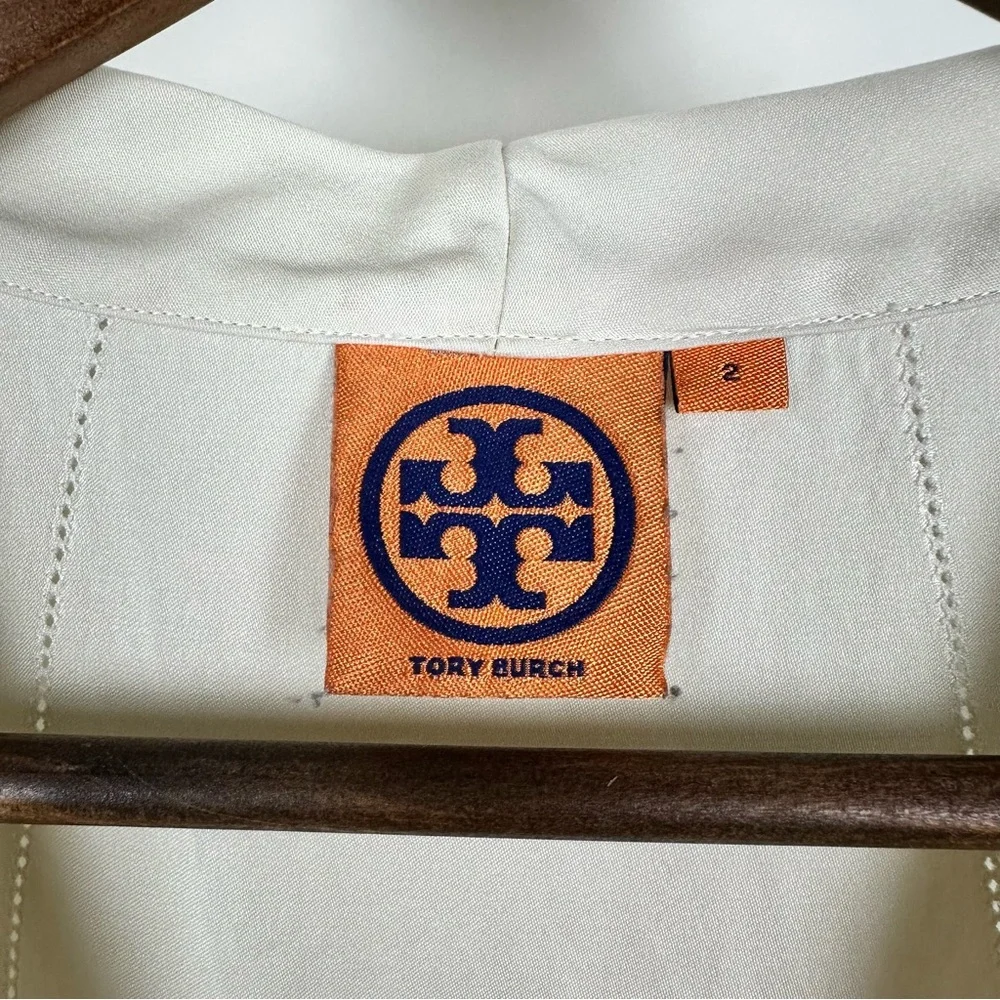 TORY BURCH Jasmine 100% Silk Shell Cow Neck Tank Top Ivory Cream